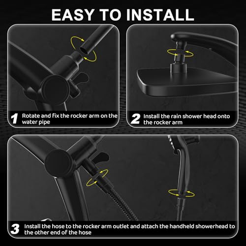 12-Inch High Pressure Rain Shower Head with Handheld Spray Combo, Magnetic | 12-Inch High Pressure Rain Shower Head with Handheld Spray Combo, Magnetic