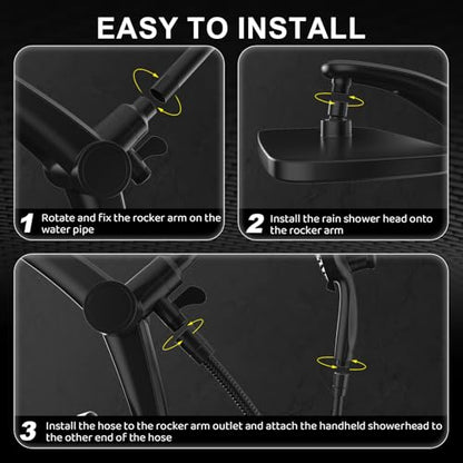12-Inch High Pressure Rain Shower Head with Handheld Spray Combo, Magnetic | 12-Inch High Pressure Rain Shower Head with Handheld Spray Combo, Magnetic