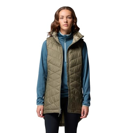 Columbia Womens Heavenly II Long Vest, Stone Green, Medium