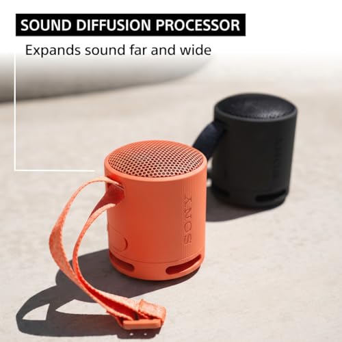 Sony SRS-XB100 Wireless Bluetooth Portable Lightweight Super-Compact Travel Speaker, Extra-Durable IP67 Waterproof & Dustproof, 16 Hour Battery, Versatile Strap, and Hands-Free Calling, Orange New
