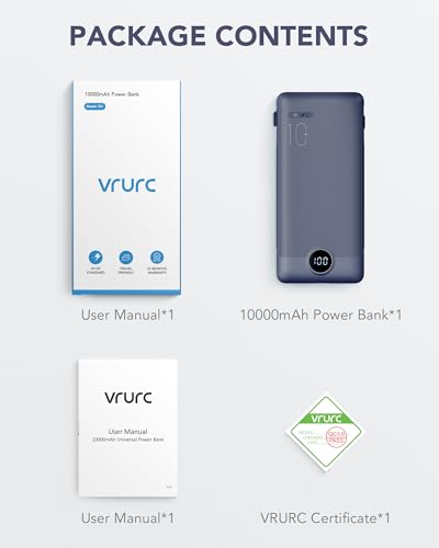 Portable Charger with Built-in Cables & AC Wall Plug, Slim Power Bank