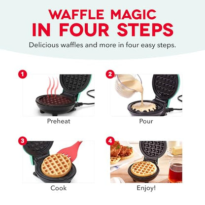Dash Mini Maker: The Mini Waffle Maker Machine for Individual Waffles, Paninis, Hash browns, & other on the go Breakfast, Lunch, or Snacks - Silver