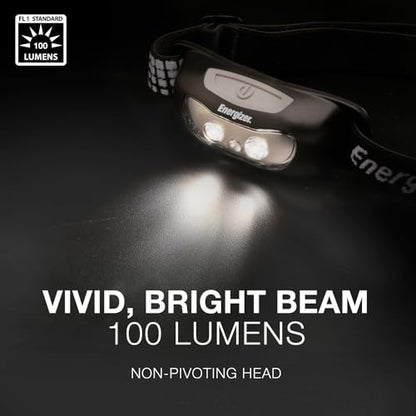 Energizer Universal+ LED Headlamp, Lightweight Bright Headlamp for Outdoors, Camping and Emergency Light for Adults and Kids, Includes Batteries, Pack of 2