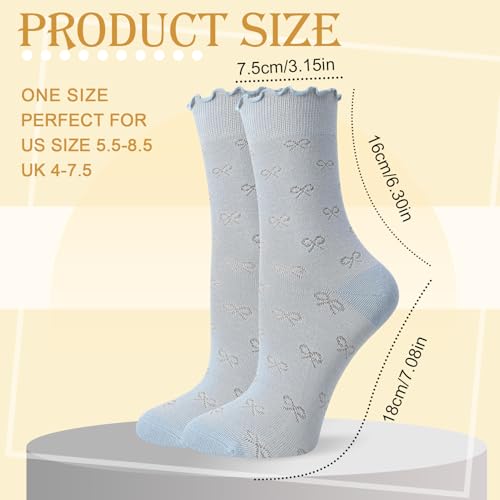 scenicamp 6 Pcs Lace Ruffle Socks for Women, Sheer Frilly Thin Dress Socks