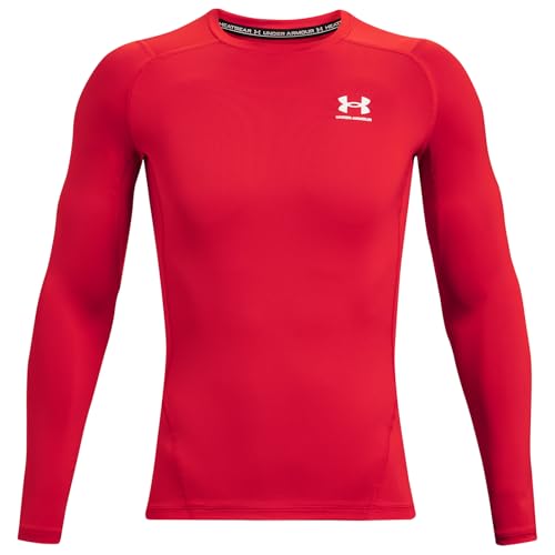 Under Armour Men's Armour HeatGear Compression Long-Sleeve T-Shirt , Red (600)/White, Large