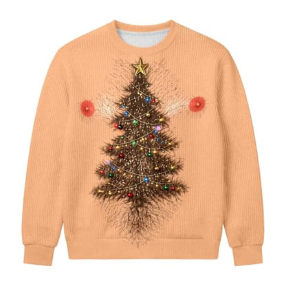 Ugly Christmas Sweatshirt for Men Fake Santa Print Long Sleeve Crew Neck Pullover Tops Funny Holiday Novelty Clothes Men Sweatshirt Large Khaki