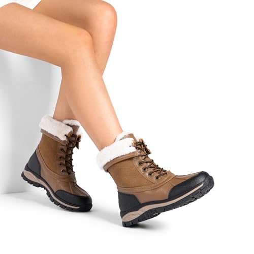 DREAM PAIRS Women's Waterproof Winter Snow Boots,Chestnut