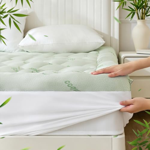 KRIMANO King Mattress Topper, Viscose from Bamboo Thick Pillow Top Pad