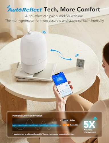 GoveeLife Smart 3L Humidifiers for Bedroom, Top Fill Cool Mist with Essential Oil Diffuser, Humidity Control, WiFi Air Humidifier with Night Light, 360° Nozzle, for Baby, Plants, Home, Work with Alexa