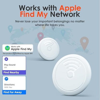 GPS Tracker for Vehicles,Mini Hidden Car Tracker with 4 Waterproof Cases and Keyrings, No Monthly Fee Car Tracker with Apple Find My(iOS Only) -（White,4PCS）