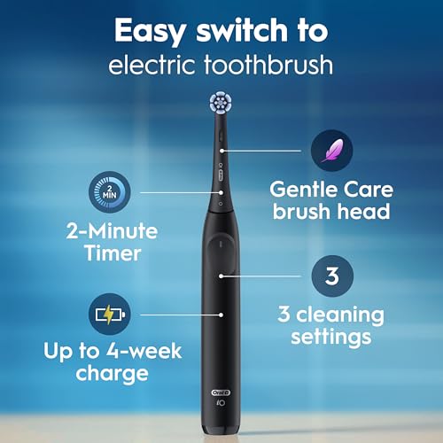 Oral-B iO2 Electric Toothbrush, for an Easy Switch to Electric, Night Black, Rechargeable Electric Toothbrushes, iO Series 2 Limited with 1 Power Toothbrush, 1 Brush Head, and 1 Travel Case