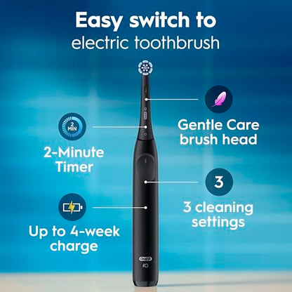 Oral-B iO2 Electric Toothbrush, for an Easy Switch to Electric, Night Black, Rechargeable Electric Toothbrushes, iO Series 2 Limited with 1 Power Toothbrush, 1 Brush Head, and 1 Travel Case