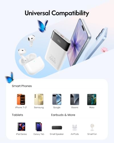 VEGER Portable Charger with Cables, Mini Power Bank 22.5W Fast Charging