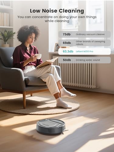 Lefant M210 Pro Robot Vacuum Cleaner, 6 Cleaning Modes, 200 Mins Runtime, 4000Pa Suction, SmartSense Technology, Grey