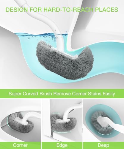 Toilet Bowl Brush and Holder, OSCIOSS Toilet Brush Set with Ergonomic Design, Compact Size, Durable Bristles, RV Toilet Brushes & Holders for Dead Corner Clean (Natural, 1pack)