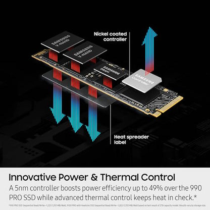 Samsung 9100 PRO Series 1TB PCIe 5.0 x4 NVMe 2.0 M.2 Internal SSD, Up to 14,700MB/s, Thermal Control, MZ-VAP1T0B/AM