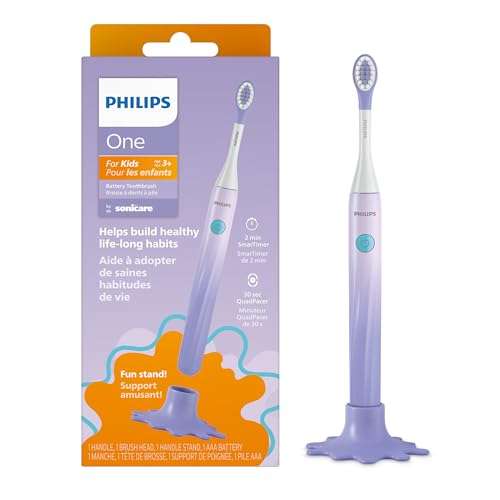 Philips One for Kids by Sonicare Battery Toothbrush, 1 Brush Head, Purple