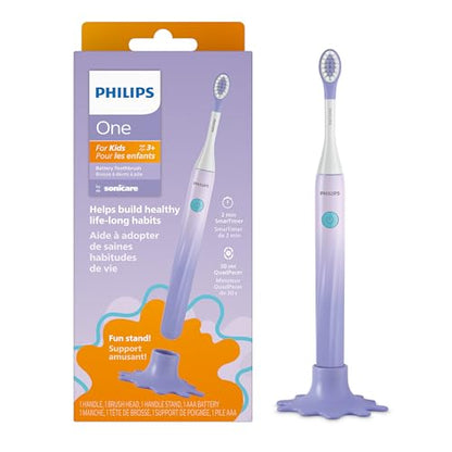 Philips One for Kids by Sonicare Battery Toothbrush, 1 Brush Head, Purple