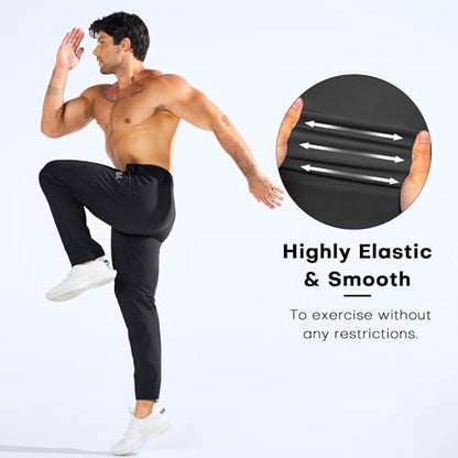 BROKIG Mens Workout Sweatpant Zip Pocket Jogging Track Pant(Black,XL)