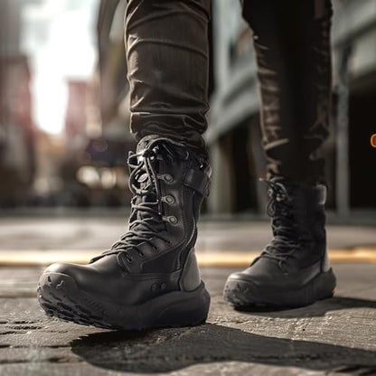 NORTIV 8 Men's Breathable Military Tactical Work Boots,Black,12