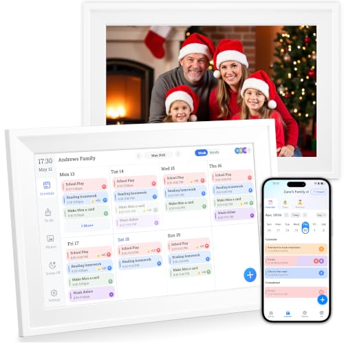 Telonixium Smart Digital Calendar, 10.1" Touch Screen Family Planner | 1080P HD touch display with Chore Chart, photo sharing and app sync—practical Christmas gift for busy families.