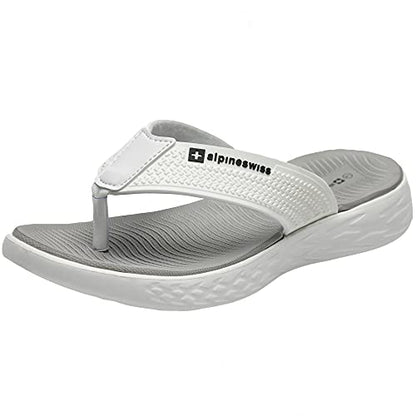 Alpine Swiss Katie Womens Flip Flops | Comfortable Outdoor Walking Thong Sandals | Flip Flops for Women Everyday Wear Anti-Slip Shock-Absorbing Sole Cushioned Footbed Water-Resistant Beach Shoe GRY 8