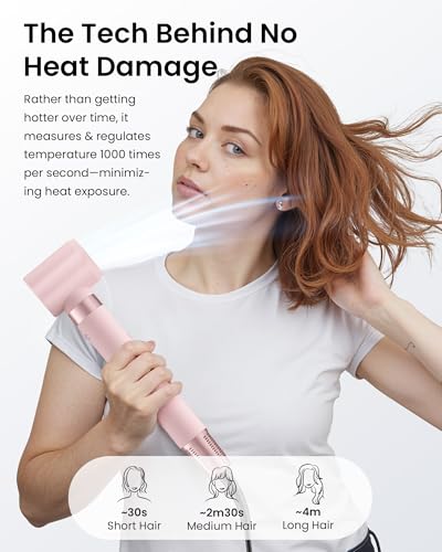 MESCOMB Hot Air Styler Hair Dryer Brush Kit, Peach Pink