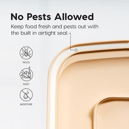IRIS USA Dog Food Storage Container, Up to 22 lbs, Almond, Made in USA