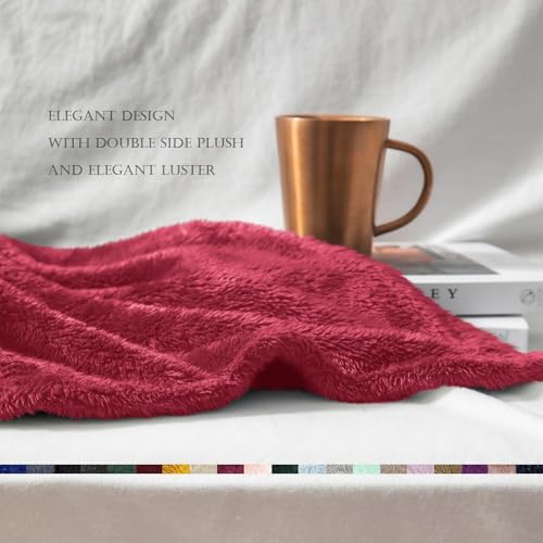 Exclusivo Mezcla Fuzzy Plush Fleece Bed Blanket King Size, Deep Red