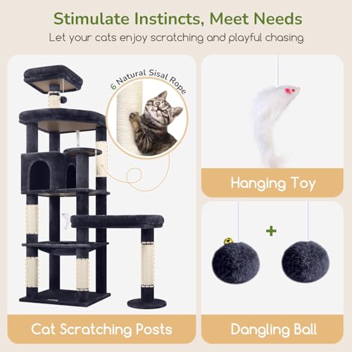 Globlazer Large Platform Cat Tree for Indoor Cats Large Adult, Dark Grey