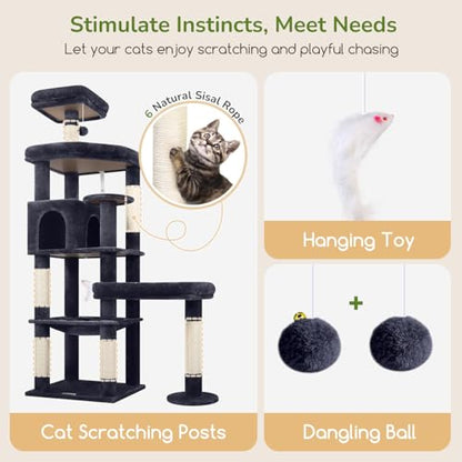 Globlazer Large Platform Cat Tree for Indoor Cats Large Adult, Dark Grey