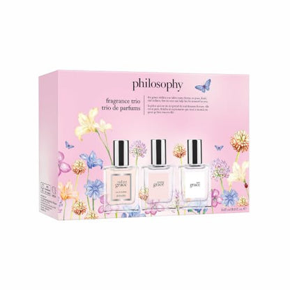 philosophy amazing grace perfume trio gift set- clean & floral women's perfume - with notes of bergamot, muguet & musk - long lasting fragrance