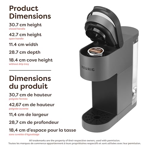 Keurig K-Mini Go Single Serve K-Cup Pod Coffee Maker, 1.24 L removable reservoir, Gray