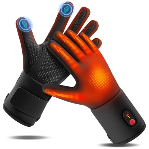 Thin Heated Glove Liners for Men Women, Rechargeable Gloves for Winter | Touchscreen-Friendly Slim Fit Heating Work Gloves Waterproof for Ski Driving,Hunting Cold hands·Non-slip grip· Hand Warmers