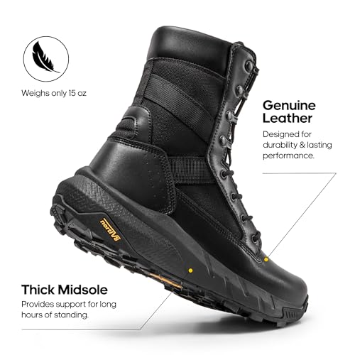 NORTIV 8 Men's Breathable Military Tactical Work Boots,Black,12