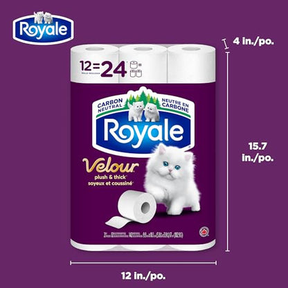 Royale Velour Toilet Paper, 12 Equal 24 Rolls, 142 Bathroom Tissues per roll