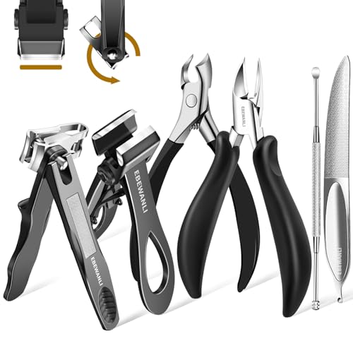 EBEWANLI Heavy Duty Toenail Clippers for Thick Toenails, Toe Nail Clippers for Thick Nails for Seniors, Straight Toe Nail Clippers for Men, Ingrown Toenail Clippers and Angled Nail Clipper Set