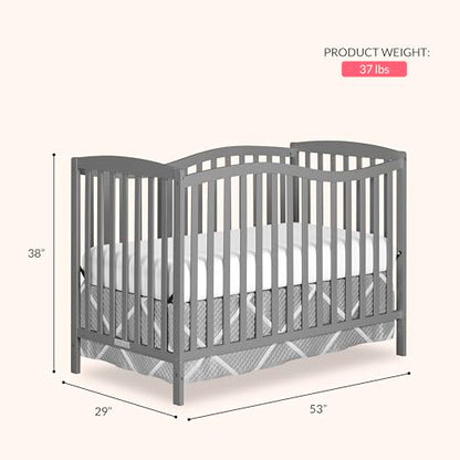 Dream On Me Chelsea 5-In-1 Convertible Crib In Strom Grey, 4 Mattress Height Positions, Non Toxic Finish, JPMA Certified, Made Of Sustainable And Sturdy Pinewood