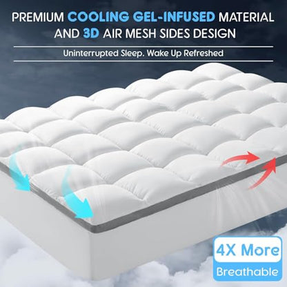 LovingLeashes Mattress Topper,Extra Thick 1000 GSM Pillow Top Mattress Pad for Back Pain Relief,Soft Breathable Mattress Cover for Fluffy Shredded Memory Foam Filled (Queen, 60"x80")