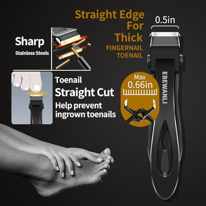 EBEWANLI Heavy Duty Toenail Clippers for Thick Toenails, Toe Nail Clippers for Thick Nails for Seniors, Straight Toe Nail Clippers for Men, Ingrown Toenail Clippers and Angled Nail Clipper Set
