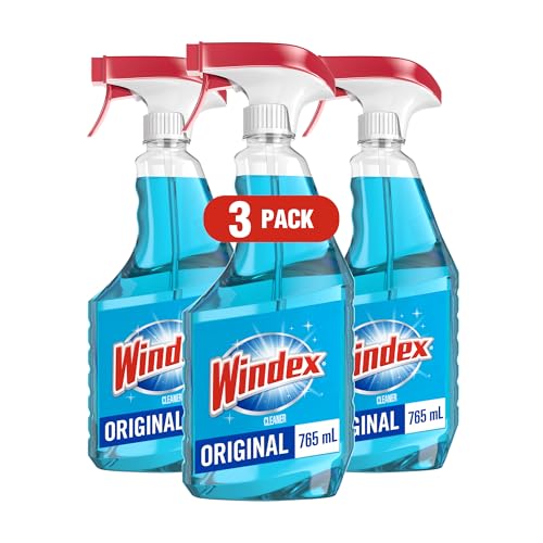 Windex Original Glass & Window Cleaner Spray, Streak-Free, 765mL 3 Pack