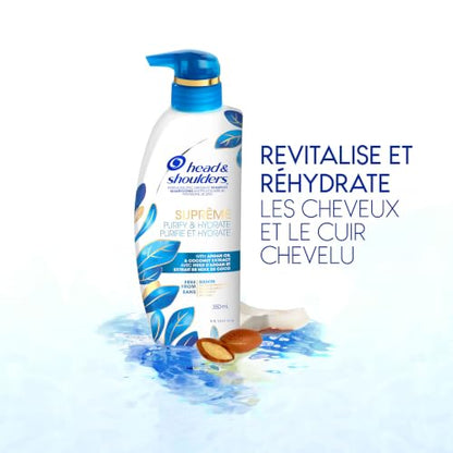 Head & Shoulders Clarifying Shampoo for buildup, Supreme Anti Dandruff, Scalp Detox, Hydrates, Deep Moisturization, Sulfate Free, with Argan Oil and Coconut Extract, 350 mL