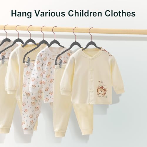 Wellong Baby Velvet Hangers with Clips Non-Slip for Clothes Gray 14 Pack