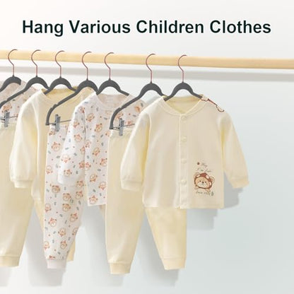 Wellong Baby Velvet Hangers with Clips Non-Slip for Clothes Gray 14 Pack