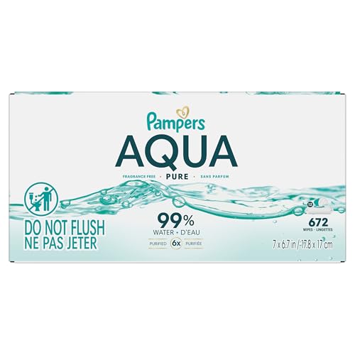 Pampers Aqua Pure Baby Wipes, 99% Water, Fragrance Free, 672 Baby Wipes Total (12X Flip-Top Packs)