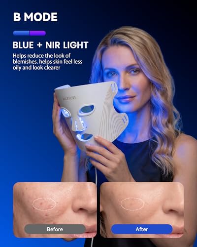 MICEYLIVE Red Light Therapy Mask for Face Licensed by Health Canada | 460–850nm LED Face Mask with 3 Light Modes, 2000mAh Remote, 10–30 Min Timer, Skin-Friendly Silicone At-Home Skincare Device