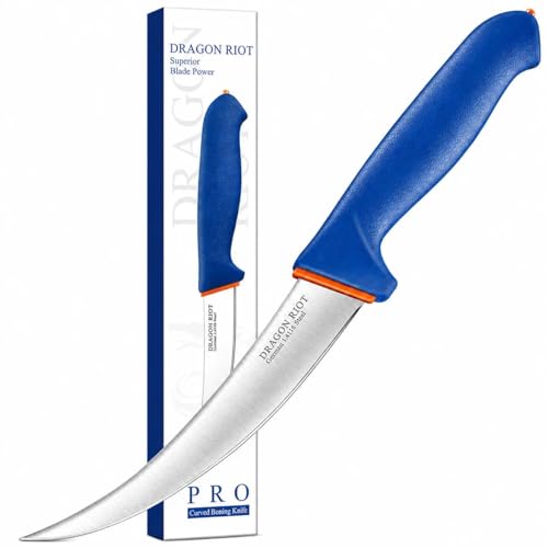 DRAGON RIOT Curved Boning Knife-6" Fillet Knife for Meat Deboning