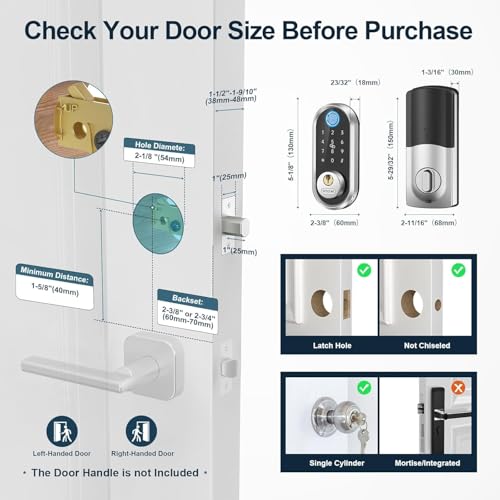 SMONET Smart Deadbolt Lock,Electronic Fingerprint Deadbolt with App Control