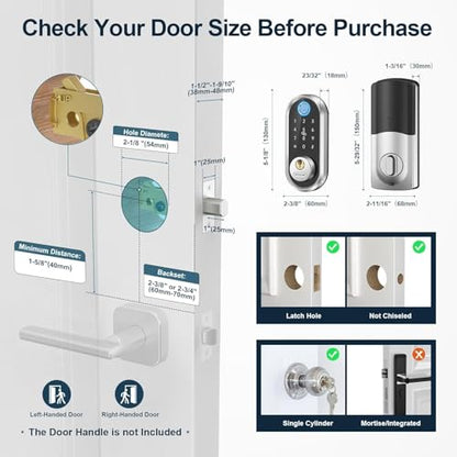 SMONET Smart Deadbolt Lock,Electronic Fingerprint Deadbolt with App Control