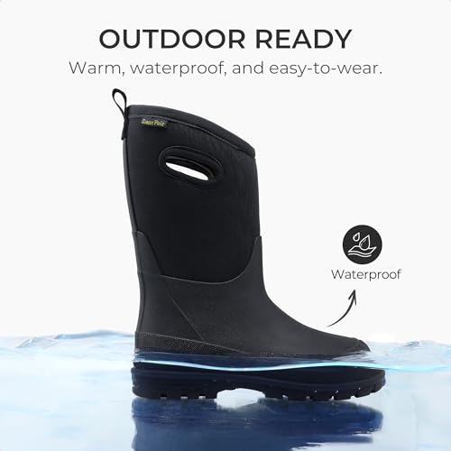 DREAM PAIRS Kids Boys Winter Snow Rain Boots,Black,3 Little Kid